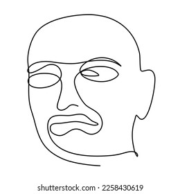 Kontinuierliche Ein-Line Art-Wut-Gesicht zeichnen leicht