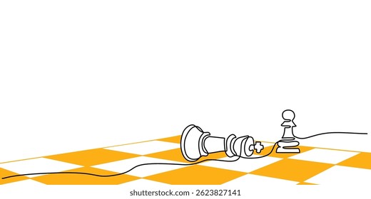 Continuous One Line Art Board Game Pieces. Strategy intelligence victory planning minimalist vector illustration icon.