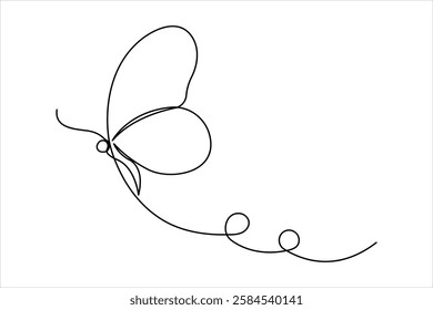 Continuous one line art of butterfly design vector illustration

