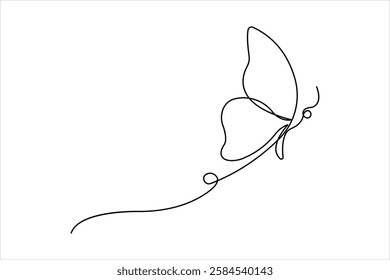 Continuous one line art of butterfly design vector illustration
