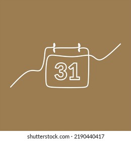 Continuous one line art calendar. Vector illustration event calendar icon.
