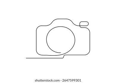 Continuous one line art of camera vector illustration premium vector icon

