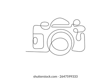Continuous one line art of camera vector illustration premium vector icon

