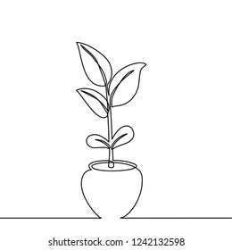 continuous one line art. can be for plants, agriculture, seeds. Black and white vector illustration.
