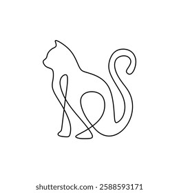 Continuous one Line art cat logo