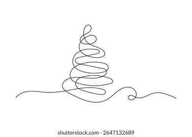 Fortlaufende einzeilige Kunst Weihnachten Design Elemente Postkarte Baum Skizze Premium Vorlage Vektorsymbol 
