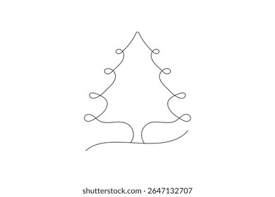 Fortlaufende einzeilige Kunst Weihnachten Design Elemente Postkarte Baum Skizze Premium Vorlage Vektorsymbol 
