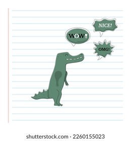 Continuous one line art of crocodile with frames for communication.