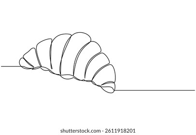 Continuous one line art Croissant icon badge bakery