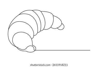 Continuous one line art Croissant icon badge bakery