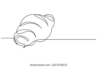 Continuous one line art Croissant icon badge bakery