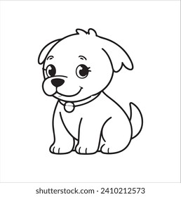 Imagen continua de una línea de ilustración vectorial de perro y gato. 
