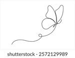 Continuous one line art drawing of butterfly design