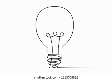 Continuous one line art drawing of idea (light bulb). Concept of idea emergence. Vector illustration.