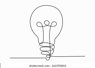 Continuous One Line Art Drawing Of Idea (light Bulb). Concept Of Idea Emergence. Vector Illustration.