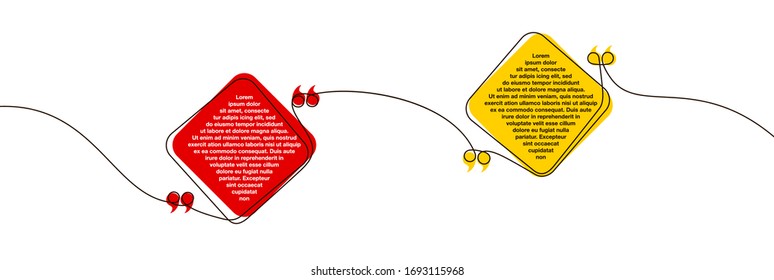 dibujo en línea continua Dibujo en línea Plantillas de burbuja de voz de presupuesto establecidas en blanco. Diseño minimal moderno, diseño continuo de una línea de arte tipografía de diseño plano nube. Establecer la burbuja de palabras de comillas aisladas en blanco.