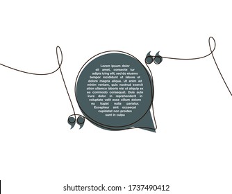 continuous one line art drawing Quote speech bubble templates. Modern Minimal design continuous one line art typography flat design cloud. single quotation speech bubble isolated on white background.