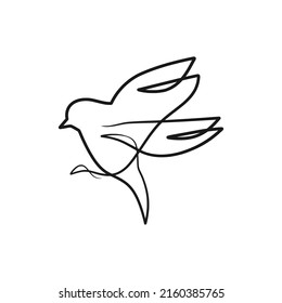 Continuous one line art drawing of bird. Single Line Illustration minimalism design