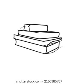 Continuous one line art drawing of book, Single line minimalism design