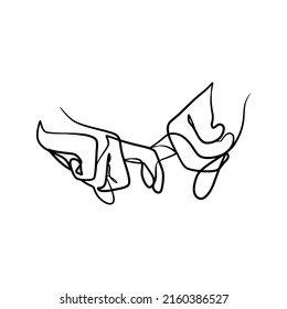 Continuous one line art drawing hands couple. Hands holding together. Minimalism design