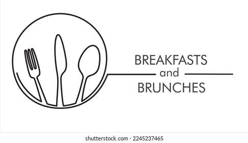 Continuous one line art or One Line Drawing of plate, knife and fork. Restaurant concept hand draw line art design vector illustration for cafe, shop or food delivery service