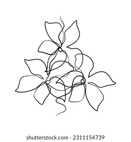 Continuous one line art drawing of beauty jasmine flower, Hand drawn single line jasmine flowers