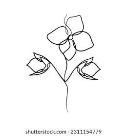 Dibujo continuo de una línea de arte de la flor de jazmín de belleza, flor de jazmín dibujado a mano de una sola línea