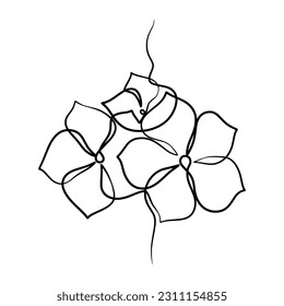 Continuous one line art drawing of beauty periwinkle flower, Modern continuous line art drawing