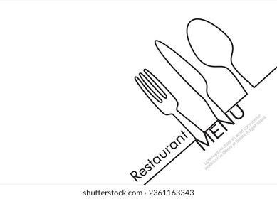 Dibujo continuo de una línea o de una línea de cuchillo y tenedor. Concepto de restaurante línea de tracción manual diseño gráfico vectorial ilustración para café, tienda o servicio de entrega de alimentos