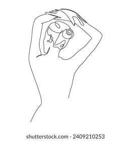 Continuous one line art drawing of female body outline vector illustration and woman day single line art design