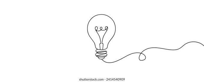 Continuous one line art drawing of idea (light bulb). Concept of idea emergence. Vector illustration.