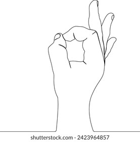 Continuous one line art drawing on hand gestures vector