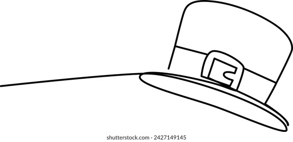 Continuous one line art drawing St Patrick's Day Leprechaun hat vector