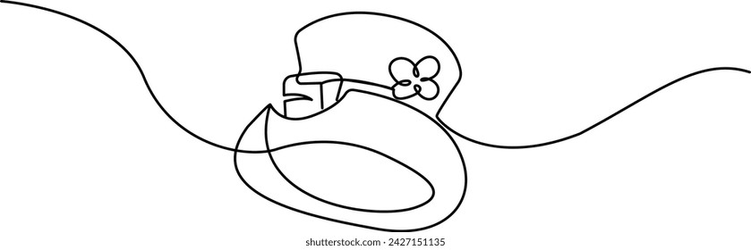 Continuous one line art drawing St Patrick's Day Leprechaun hat