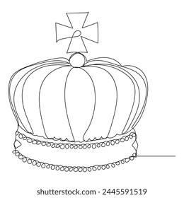 Diseño continuo de una línea de arte que dibuja el diseño de la corona y el estilo minimalista del Vector del contorno