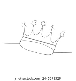 Continuous one line art drawing crown design and outline vector minimalism style