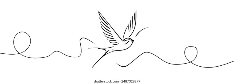 Dibujo continuo de una línea de arte de Ilustración vectorial de contorno simple de pájaro lindo