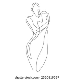 Kontinuierliche One Line Art Zeichnung der eleganten weiblichen Silhouette. Lineare minimalistische künstlerische Vorlage der Frau zurück. Vektorgrafik für Wandkunst, Poster, Karte, Flyer, Banner, Modedesign
