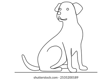 Continuous one line art drawing of dog vector illustration design.