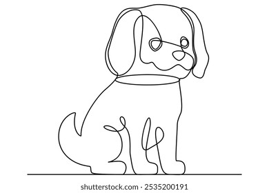 Continuous one line art drawing of dog vector illustration design.