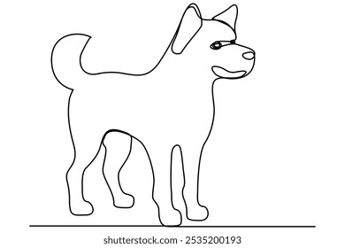 Continuous one line art drawing of dog vector illustration design.