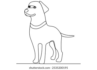 Continuous one line art drawing of dog vector illustration design.