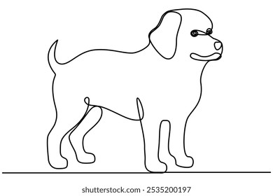 Continuous one line art drawing of dog vector illustration design.