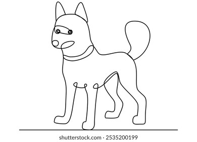 Continuous one line art drawing of dog vector illustration design.