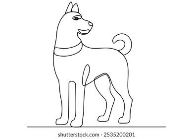 Continuous one line art drawing of dog vector illustration design.