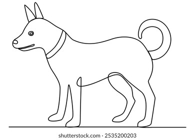 Continuous one line art drawing of dog vector illustration design.