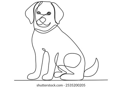 Continuous one line art drawing of dog vector illustration design.