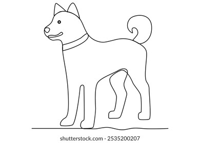 Continuous one line art drawing of dog vector illustration design.