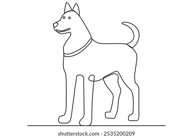 Continuous one line art drawing of dog vector illustration design.