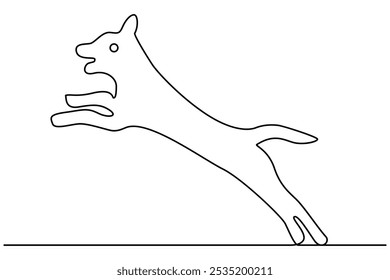 Continuous one line art drawing of dog vector illustration design.